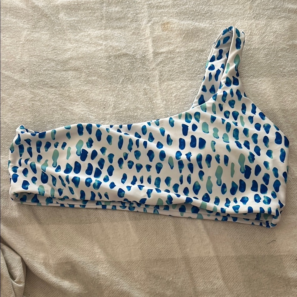 SHEIN Blue and White Bikini Top